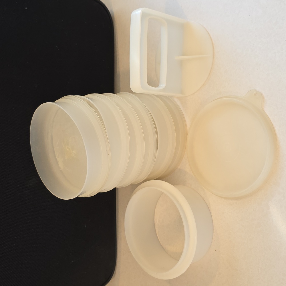Vintage Tupperware Hamburger Patty Press Set White with Ejector